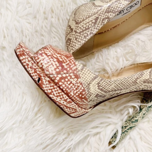 JIMMY CHOO Embossed Snakeskin Platform Pumps - Picture 5 of 7
